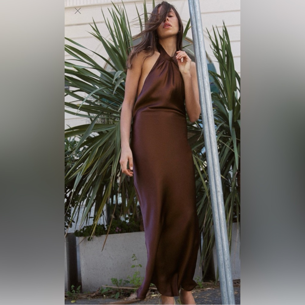 ZARA OPEN BACK SATIN EFFECT DRESS XS